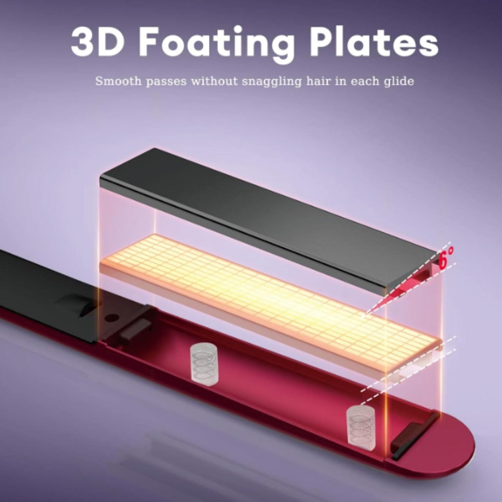 Anti-Static Travel Flat Iron with Floating Ceramic Plates and Digital Controls - 1 in., Black/Gold