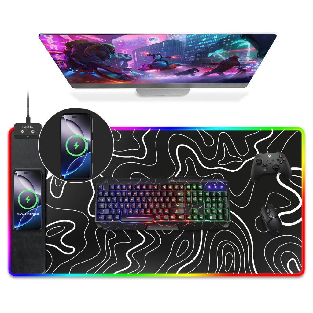 Wireless Charging Mouse Pad, RGB Gaming Mousepad
