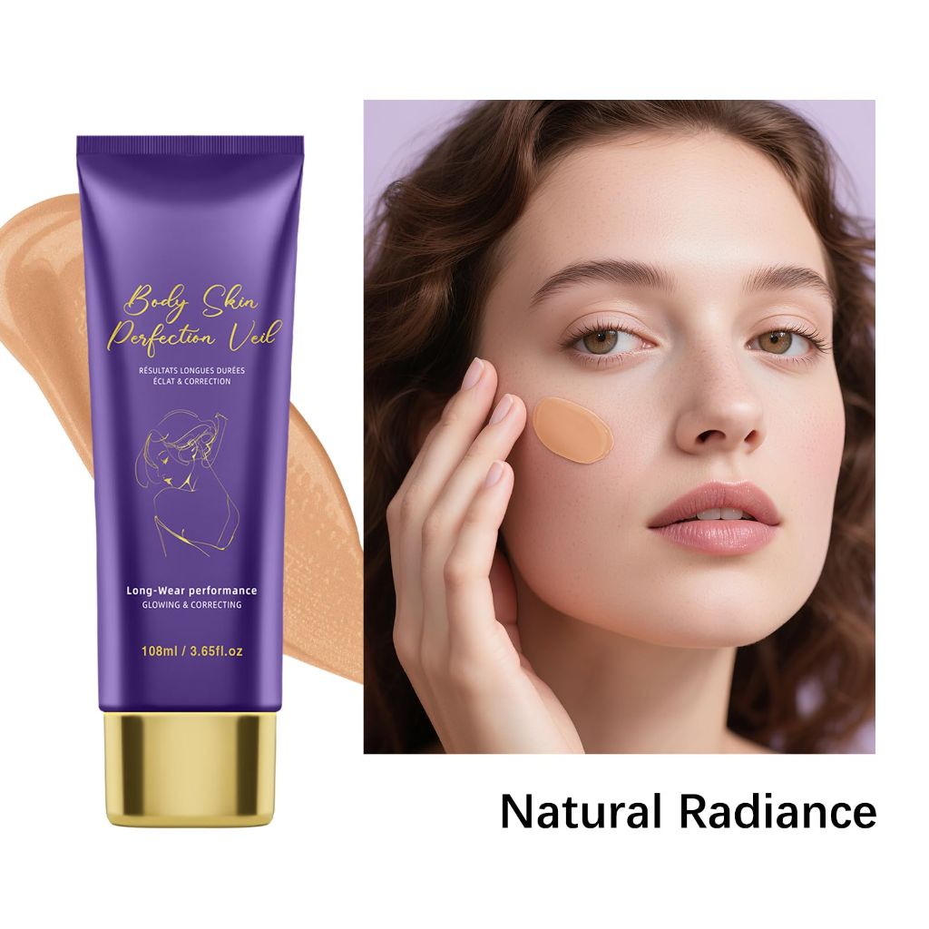 Body Coverage Perfector with Brush | Buildable Body & Leg Makeup Concealer Cream for Tattoo Cover Up, Waterproof and Transfer-Resistant Formula, Natural Finish (Natural Radiance)