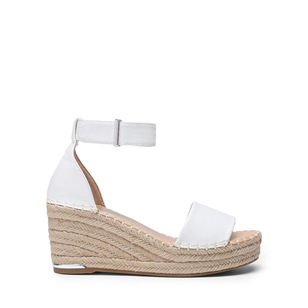 DREAM PAIRS Women's Wedge Sandals Open Toe Espadrilles Sandals Comfortable Dressy Ankle Strap Platform Sandals Suitable for Work Beach Summer Shoes, Size 8, White, DWUMPS2505