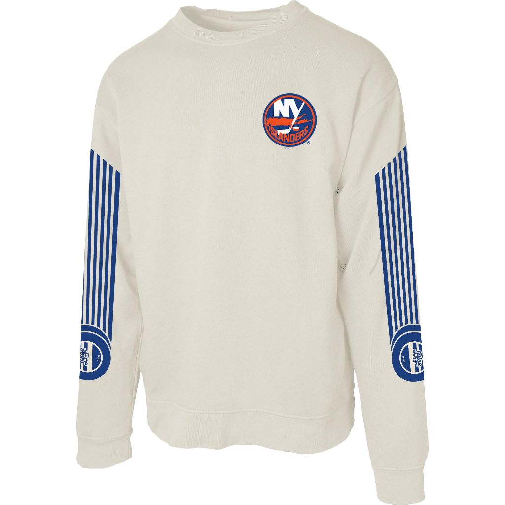 New York Islanders NHL Officially Licensed Crewneck Sweatshirt Ringspun Ivory Sleeveshot, Small