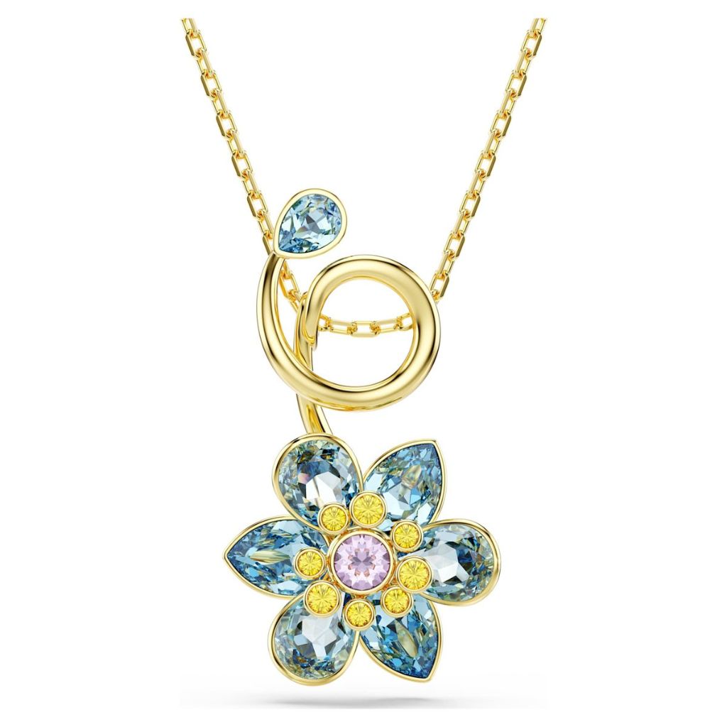 Swarovski Idyllia Flower Pendant Necklace - Blue/Gold-Plated (5709029)