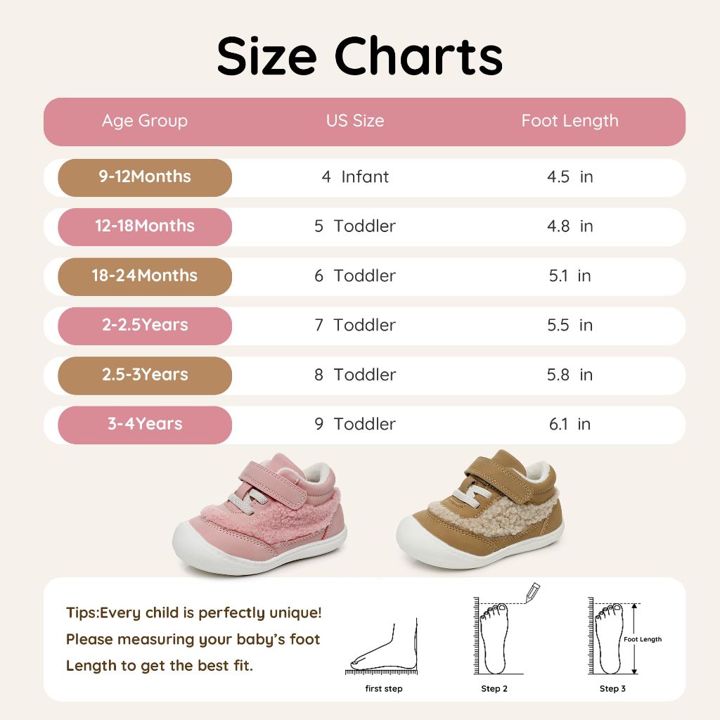 Apakowa Baby & Toddler First Walker Winter Shoes –  Boys and Girls with Plush Lining & Wide Toe Box (4-9 Toddler)
