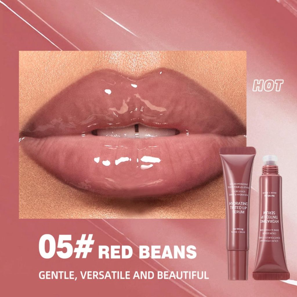 Melemando 6 Colors Plumping & Hydrating Lip Gloss Lip Oil (05 Red Beans)