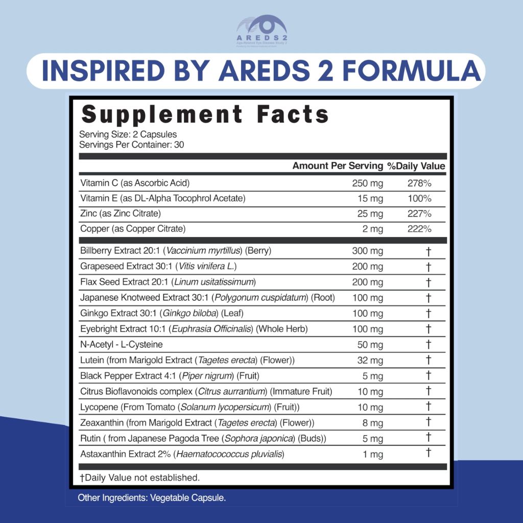 NOVEHA AREDS 2 Eye Vitamin & Mineral Supplement (120 Capsules)