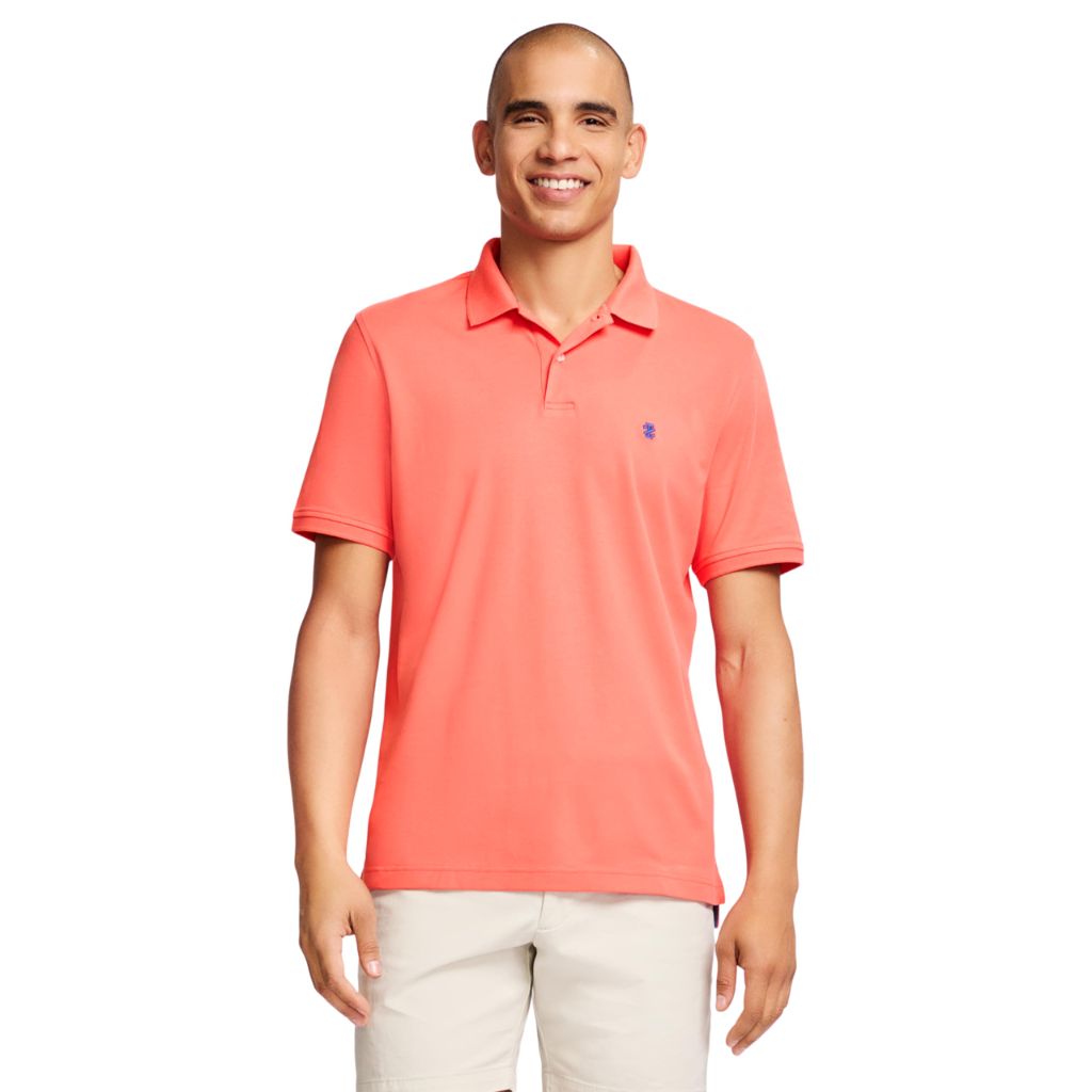 SZ S, Izod Men's Short Sleeve Interlock Polo Shirt, Porcelain Rose