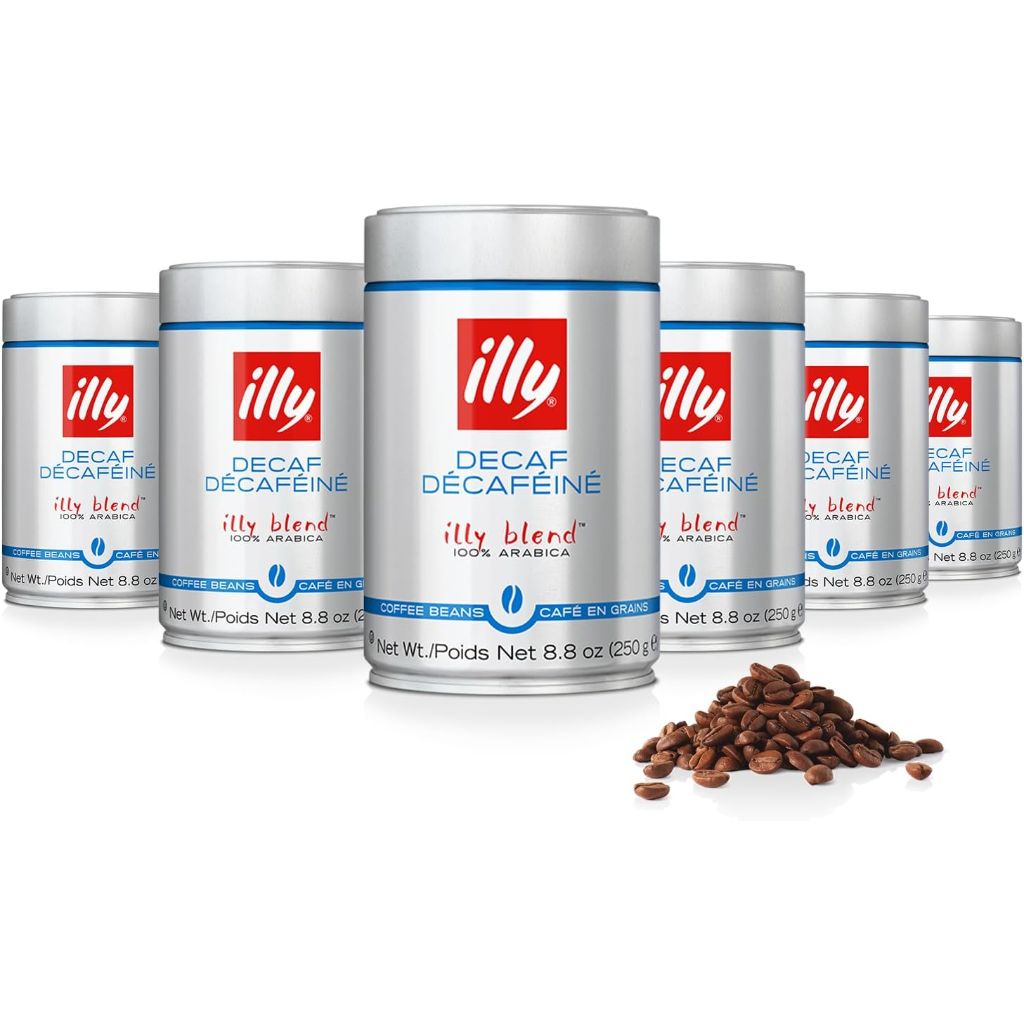 illy Classico Decaffeinated Medium Roast Whole Bean Coffee - 8.8oz Tin (6 Pack)