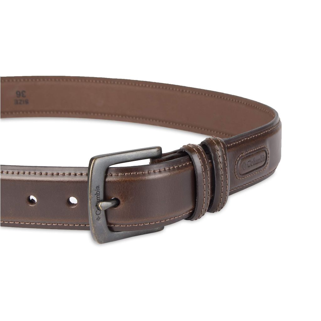 Columbia Men's Double Loop Belt-Casual Dress with Single Prong Buckle for Jeans, Khakis, Brown, Large