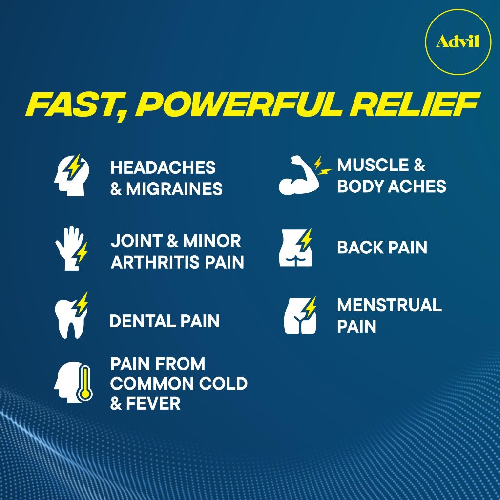 Advil Pain Reliever and Fever Reducer, Ibuprofen 200mg for Pain Relief - 24 Coated Tablets