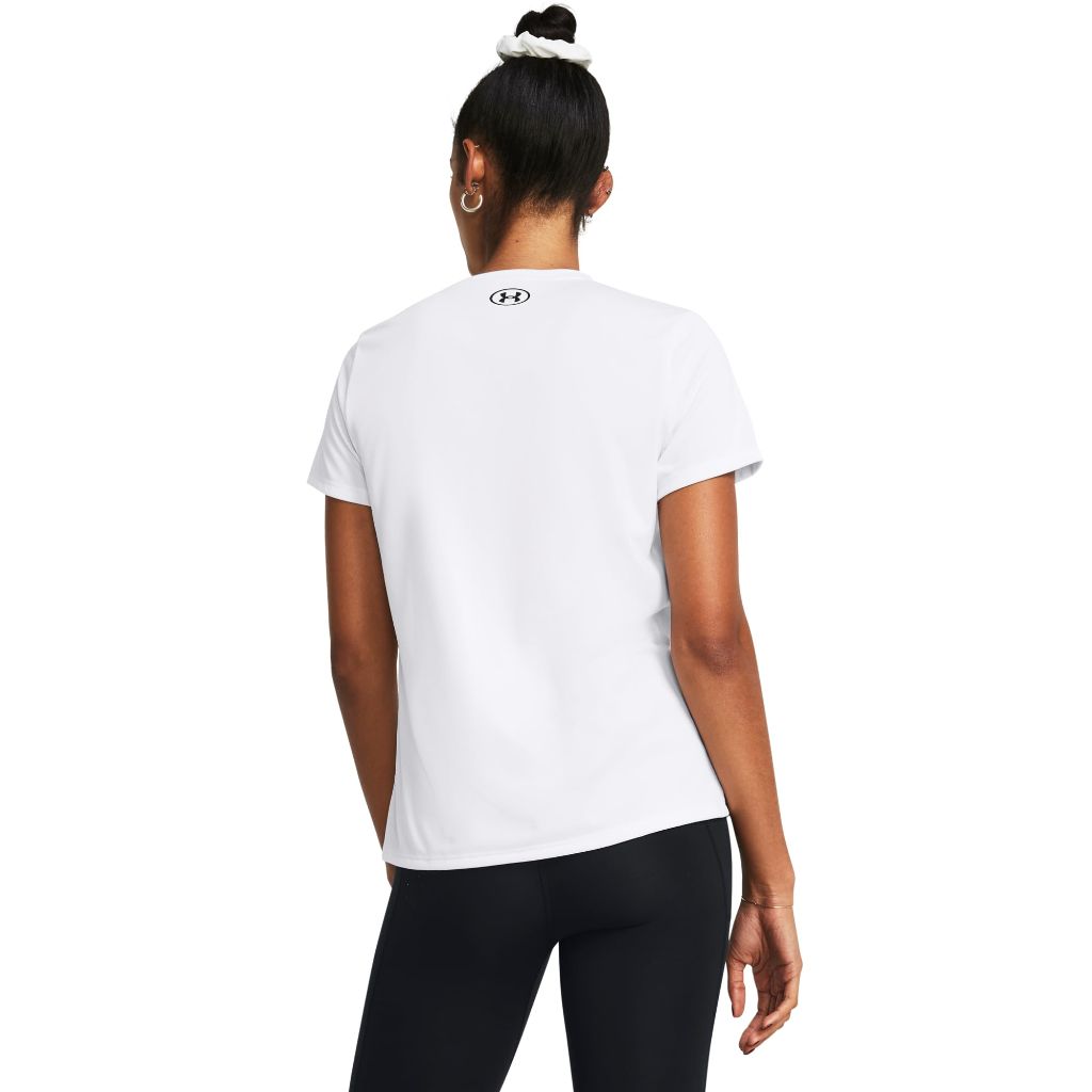 Under Armour Womens Tech Short Sleeve V Neck, (100) White / / Black, Medium