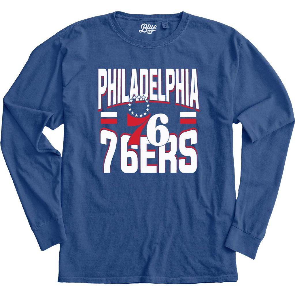 Philadelphia 76ers NBA Officially Licensed Long Sleeve T-Shirt Ringspun Bold Team Color, Small