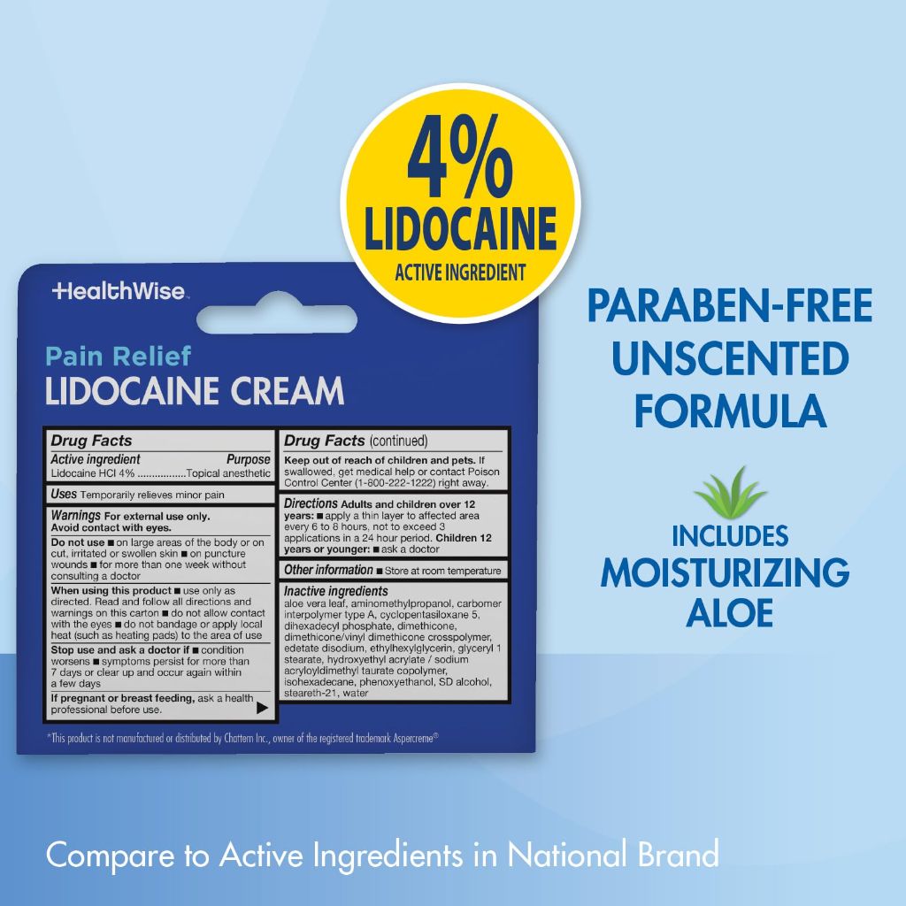 HealthWise Maximum Strength Lidocaine Cream, 4% - 1.75oz
