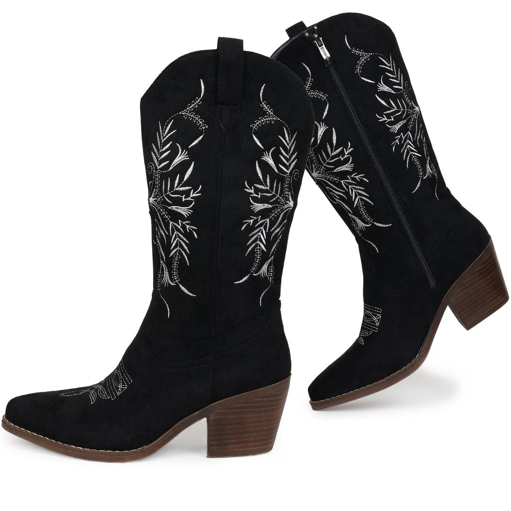 Gioanroca Cowboy Boots for Women, Black - size 10