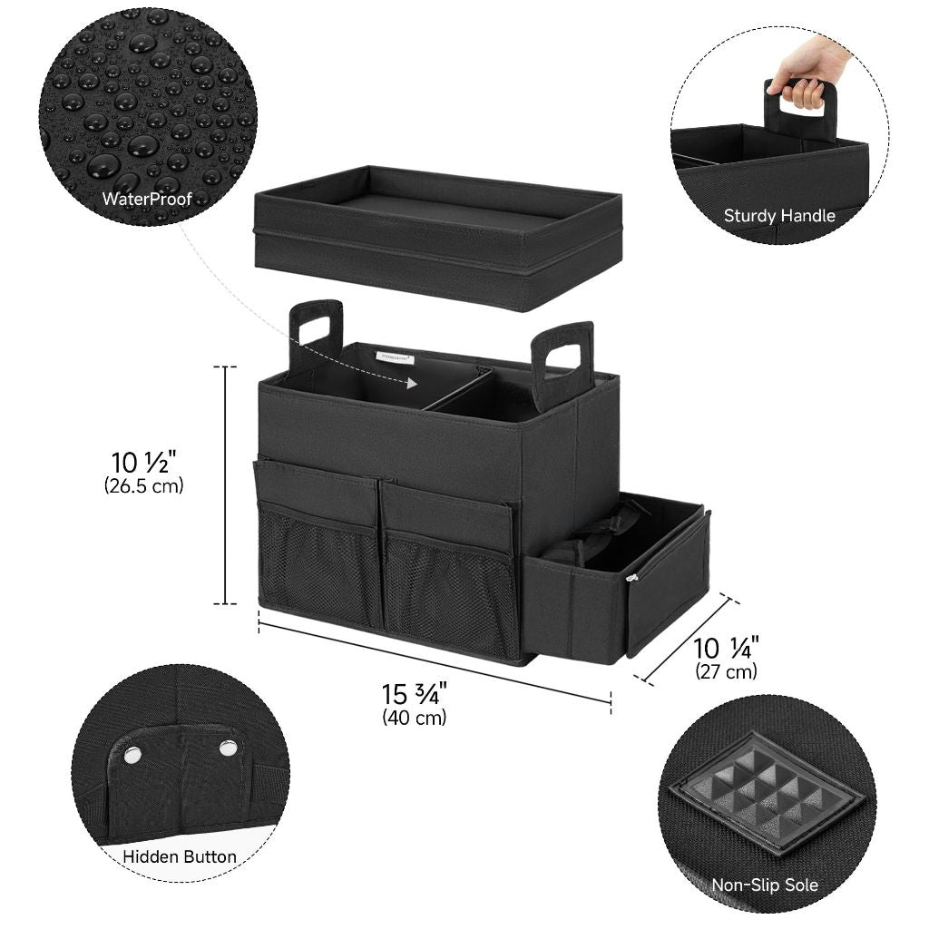 StorageWorks Trunk Organizer with Lid for Car, Medium, Black, 1-Pack
