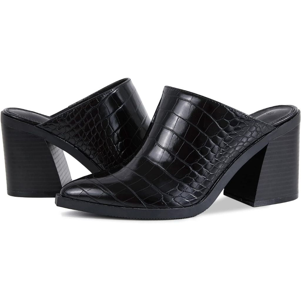 JeimPoey Womens Mules Pumps Point Closed Toe Slip-on Heels Stacked Chunky Block Heel Backless Clogs