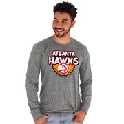 SZ S, Blue 84- Philadelphia 76ers| Tri-Blend Long Sleeve T-Shirt| Heather Gray