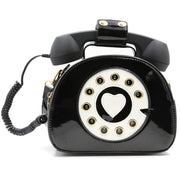 Retro Telephone Crossbody Shoulder Bag Purse - Black