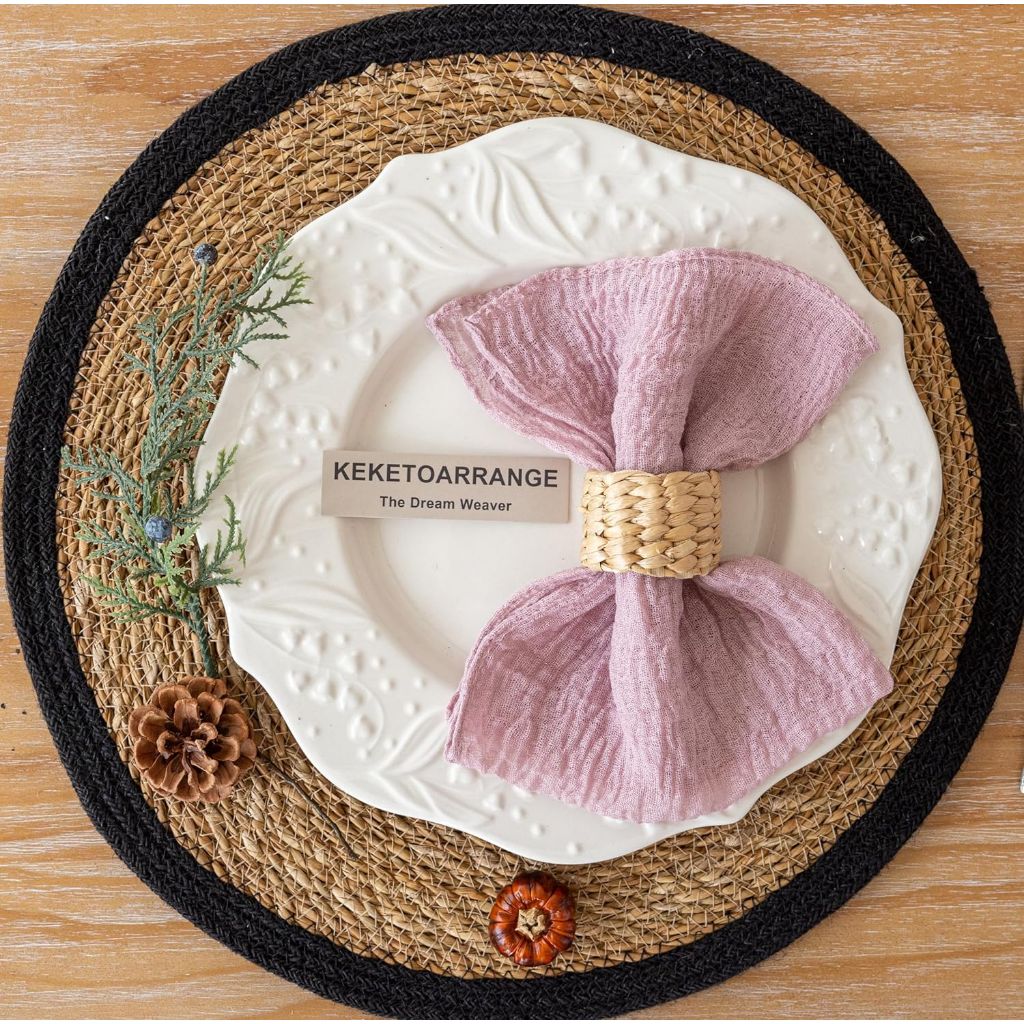 Keketoarrange Cheesecloth Napkins 17x17 Inches Cloth Reusable Napkins Washable Handmade for Lunch Dinner Wedding Baby Bridal Shower Party Rustic Boho Decorations Bulk Set of 10 Dusty Rose