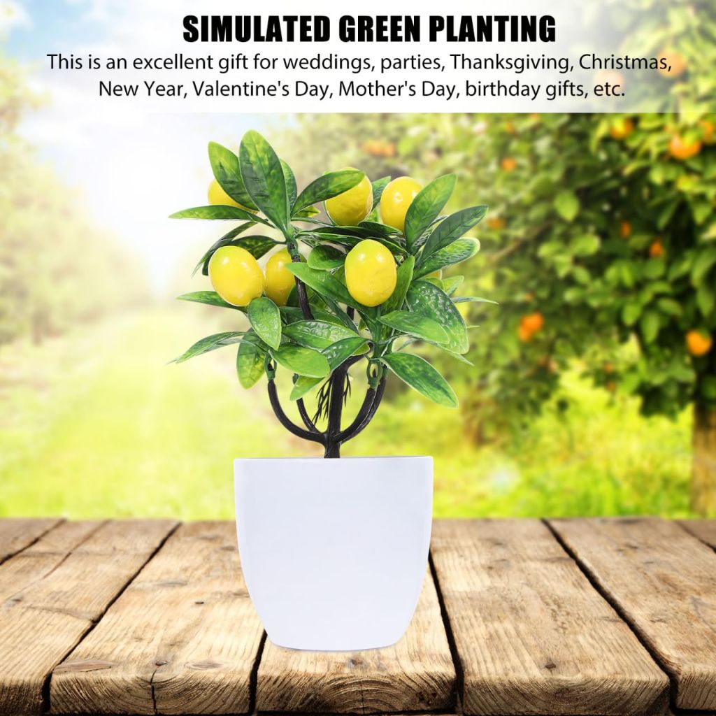 PRETYZOOM Artificial Lemon Tree Decor, 9.5 Inch