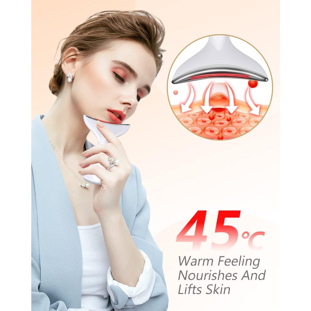 Face Massager for Face Neck Red Light Therapy Device 45℃ Heated Firming Wrinkle Removal Facial Massager 3 in 1