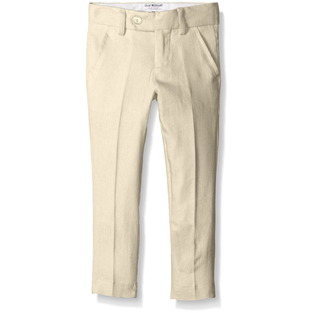 Isaac Mizrahi Slim Boys Solid Linen Pants, Natural, 7