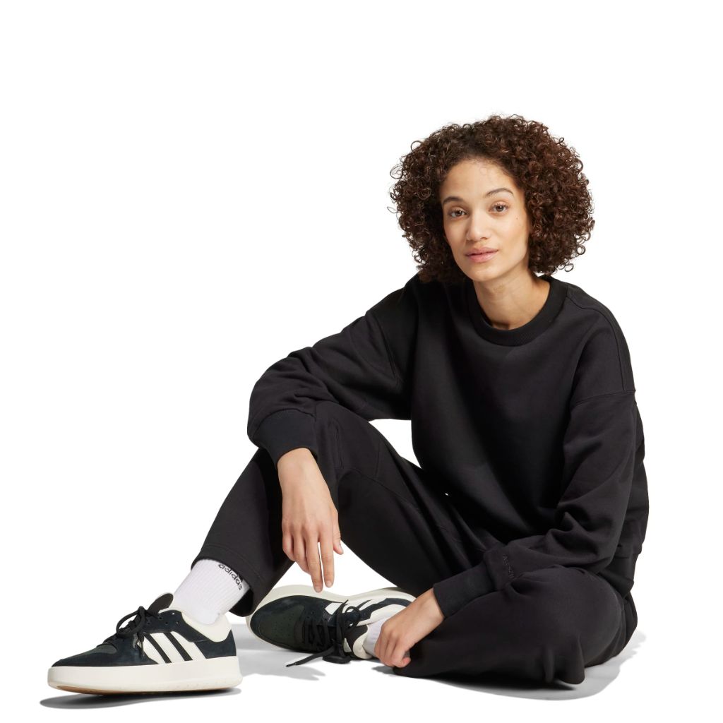 adidas Women's All SZN Fleece Loose Sweatshirt - Gray Strata, XL