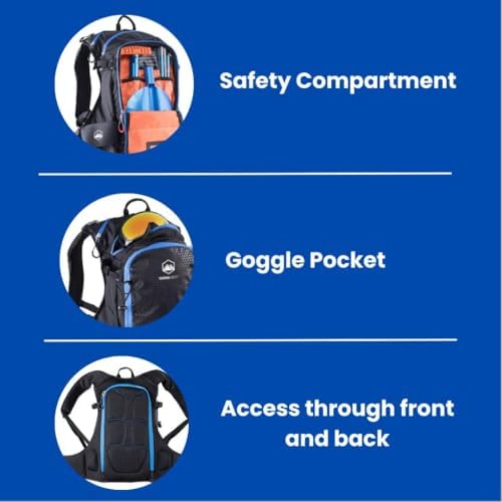 Core 22 Ski Backpack with Recco Reflector and Back Protector - Dark Night/Blue