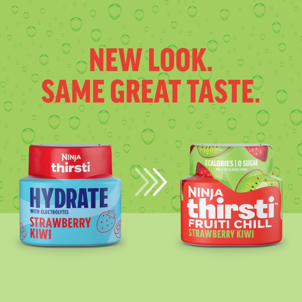 Ninja Thirsti Flavored Water Drops, FRUITI CHILL Strawberry Kiwi, 12oz drinks, 3 Pack