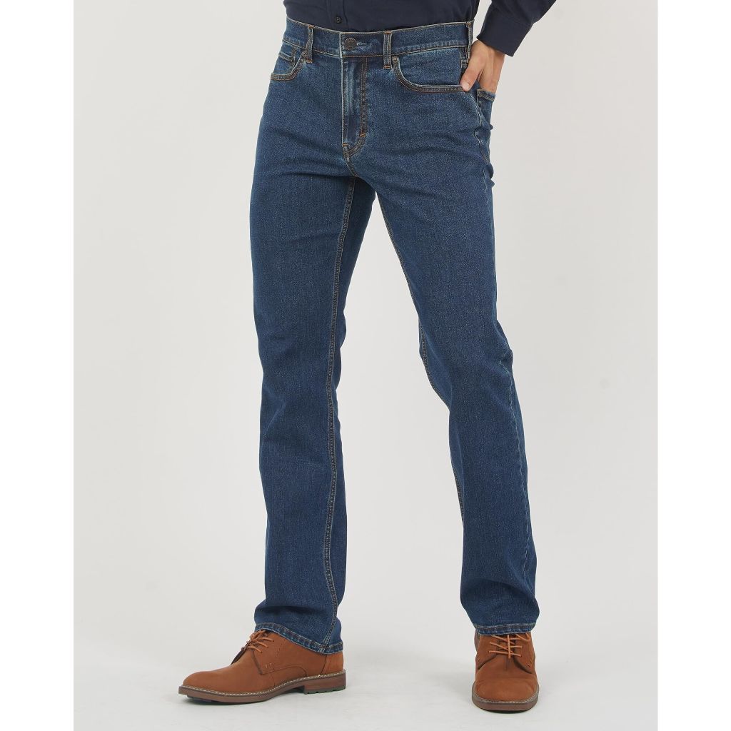 APUOR Men's Regular Fit Flex Jeans Comfort Straight Jeans Dark Blue W40xL32