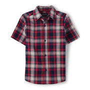 The Children's Place, Short Sleeve Poplin Button Down Shirt, Ruby, Large (10/12)