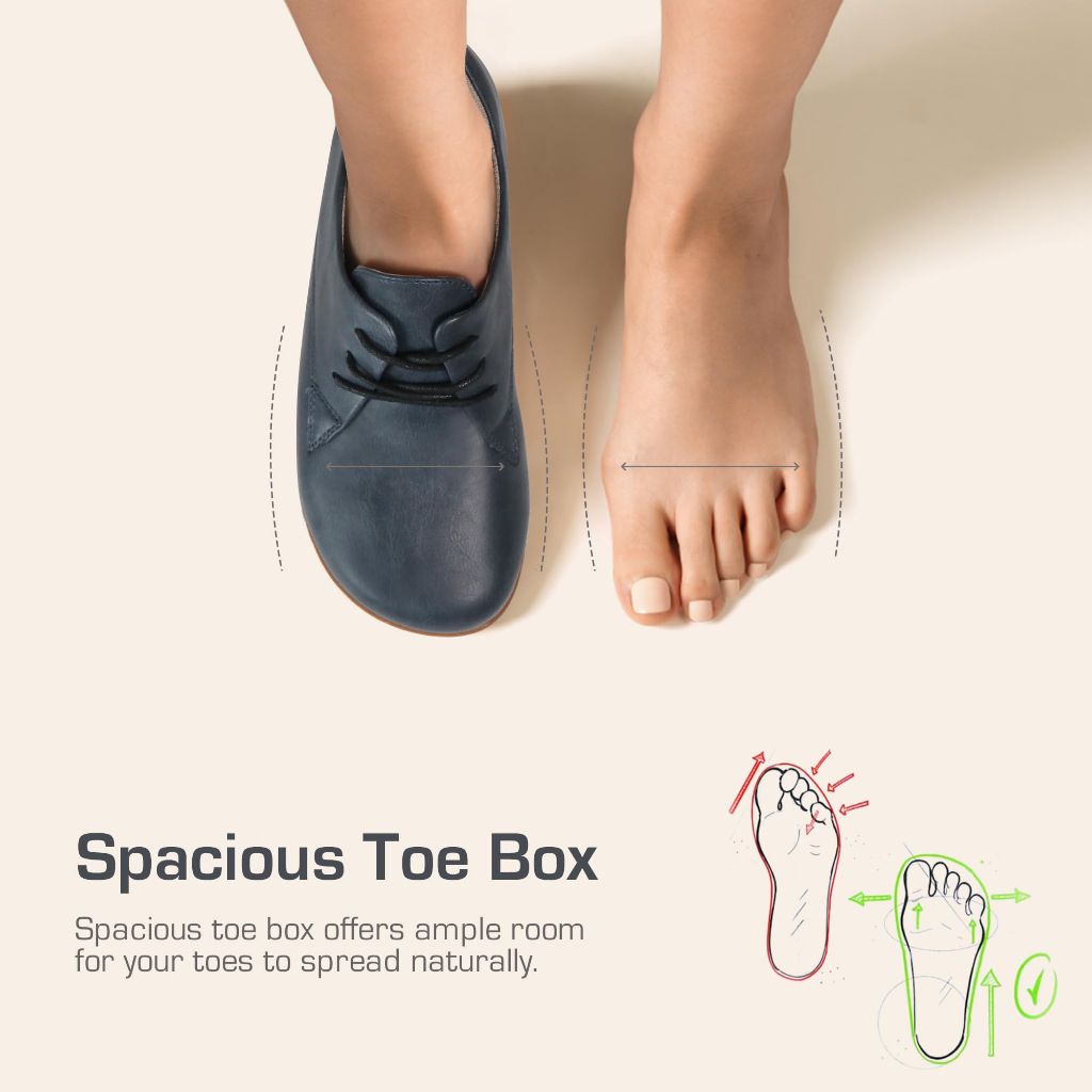 Benassal Women Barefoot Dress Shoes Wide Toe Box Shoes Oxfords (6.5,Navy)