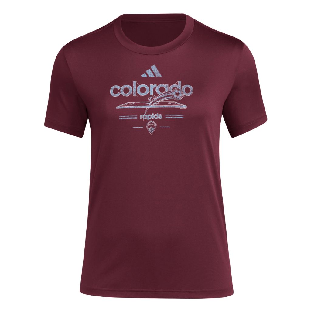 adidas Women's MLS Soccer Pre-Game Short Sleeve T-Shirt - Colorado Rapids, Maroon (Large)