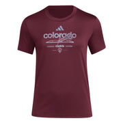 adidas Women's MLS Soccer Pre-Game Short Sleeve T-Shirt - Colorado Rapids, Maroon (Large)