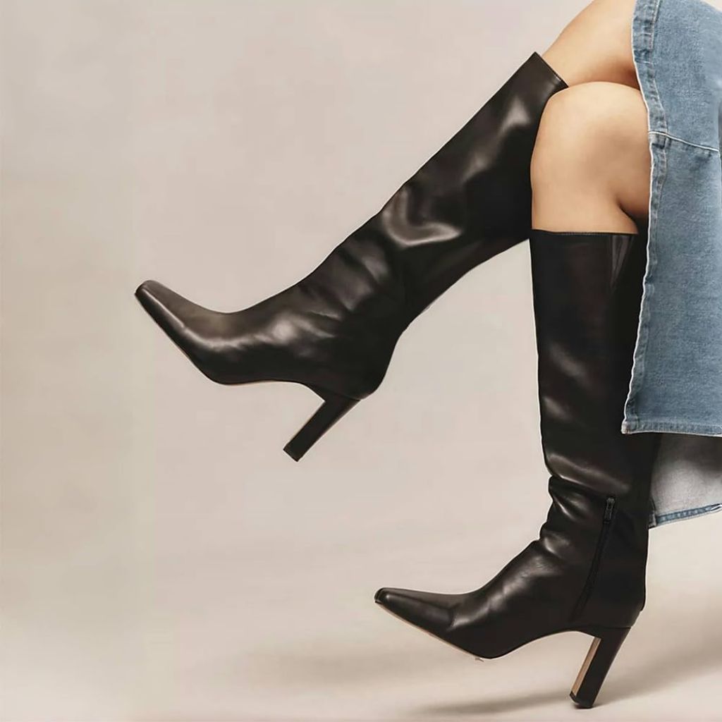 SZ 8.5 Lovee Cosee Knee High Boots for Women Square Toe Chunky Heeled Boots