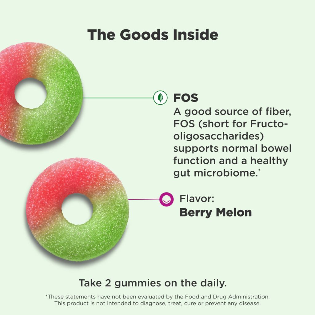 OLLY Fiber Gummy Rings, Strawberry Watermelon Flavored, 25 Day Supply - 50 Count