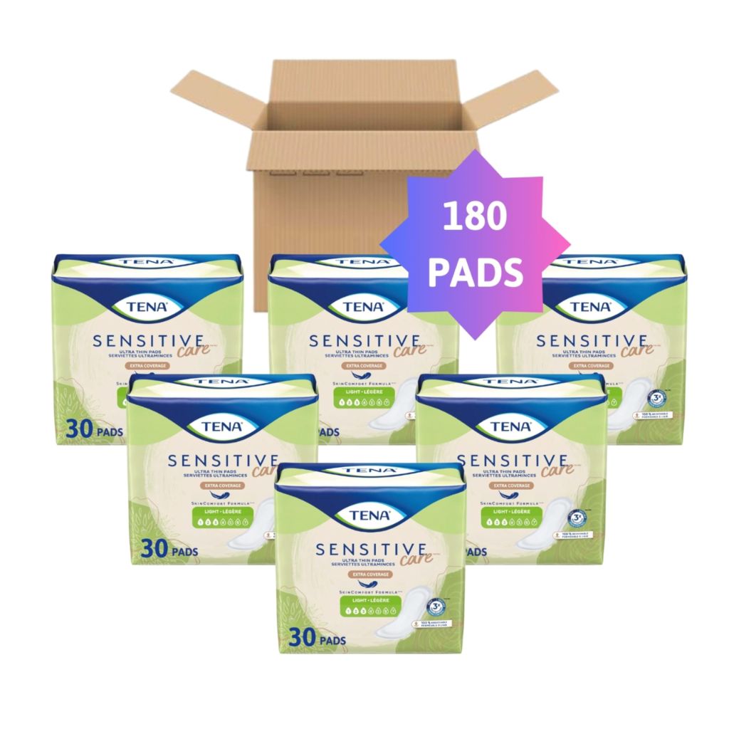 Tena Sensitive Care Female Incontinent Pad Regular Length 9" L , 180 Ct