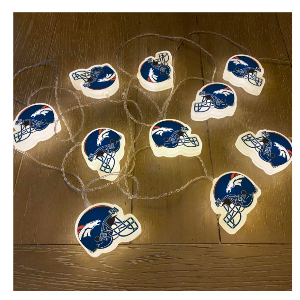 NFL Helmet String Lights - Denver Broncos, 11ft / 10 LED Lights