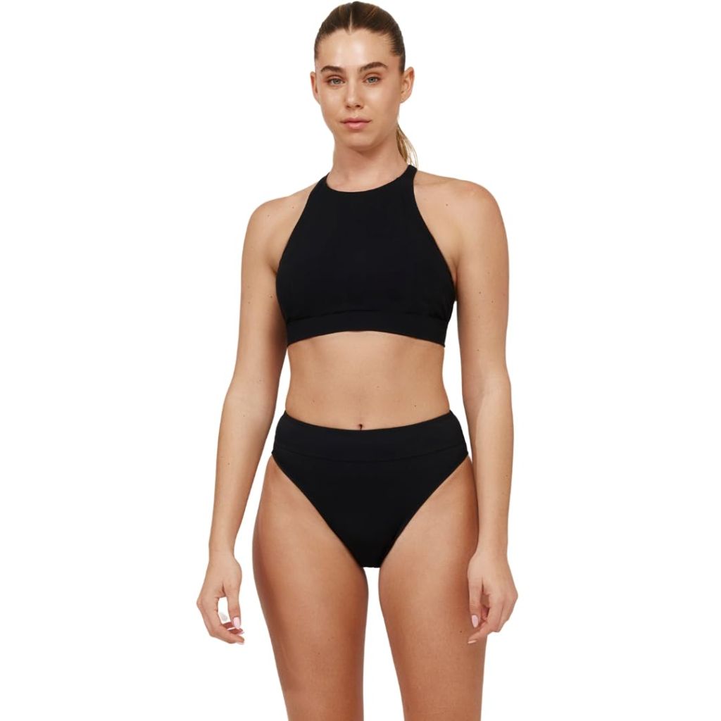 SZ 10, Gottex Free Sport Beach High Neck Bikini Swim Top -  Black