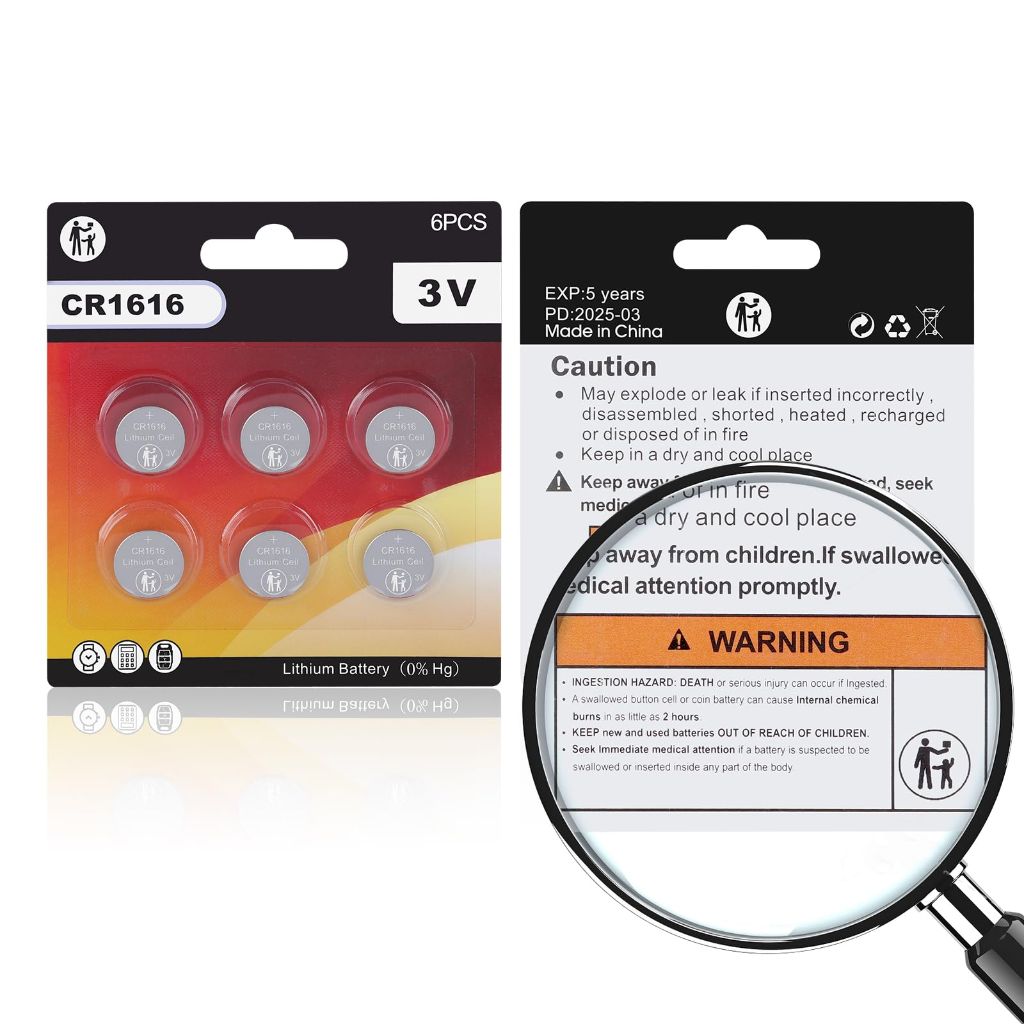 JOXIYECLTL CR1616 3V Lithium Coin Cell Batteries (6-Pack)