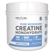 Revival Premium Micronized Creatine Monohydrate - HPLC Tested 100% Pure Grade - Unflavored  17.64oz