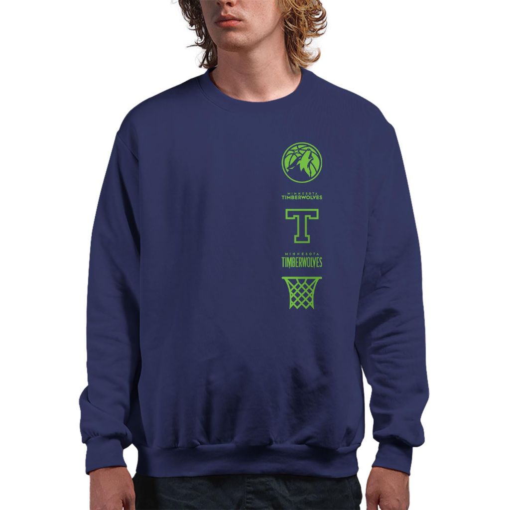 SZ L, Junk Food Minnesota Timberwolves LC Stacked Logo - NBA Adult Crew Fleece For Men & Women