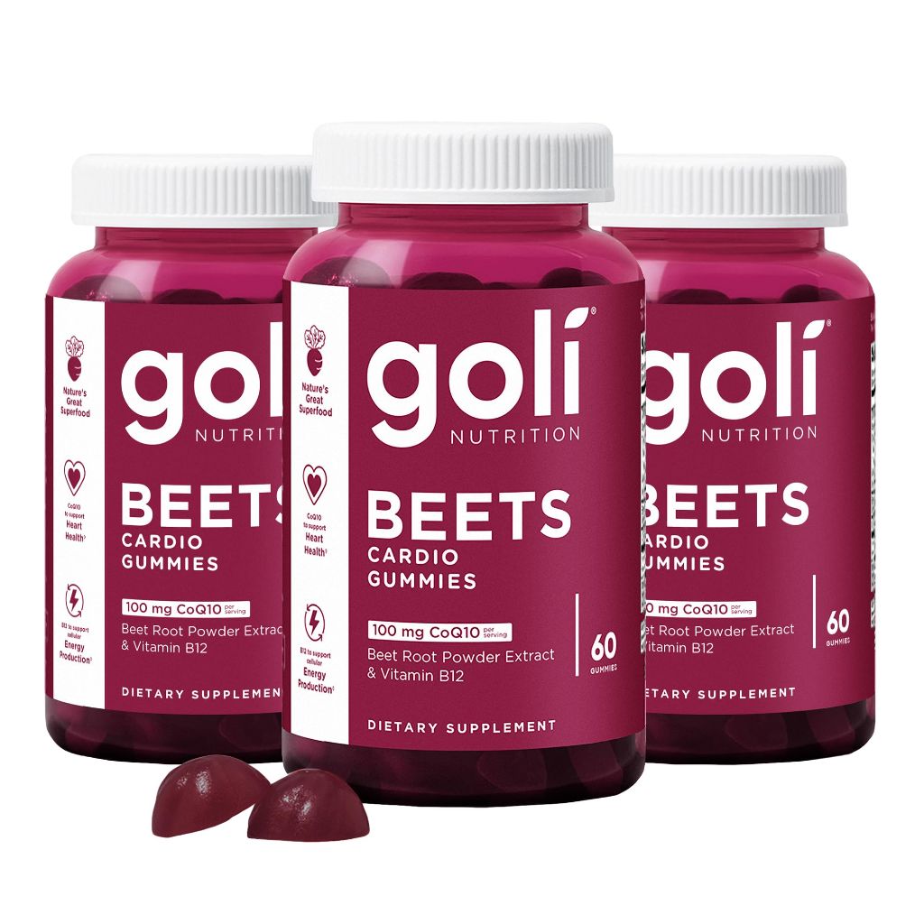 Goli Nutritional Supplement, Beets Cardio Gummy, 180 Count(3 Pack of 60), 100mg CoQ10 & Beet Root Extract