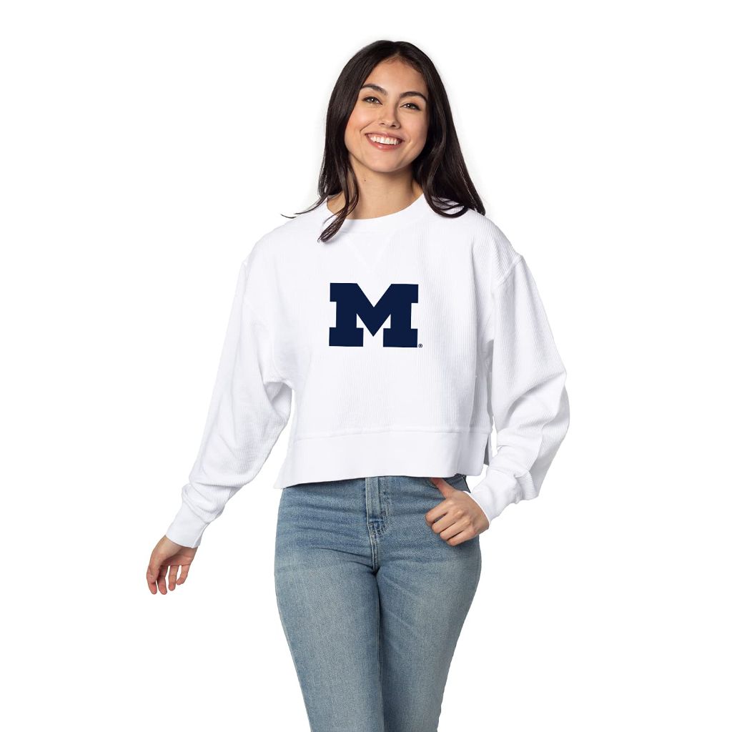 Chicka-d Women's Standard Corded Boxy Pullover, White, X-Large