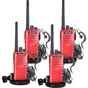 Arcshell AR-7 Rechargeable Long Range Two-Way Radios with Earpieces & Chargers - Red (Set of 4)