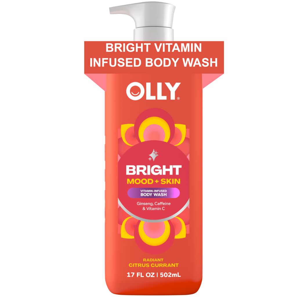 OLLY Bright Body Wash with Ginseng, Caffeine & Vitamin C–  Citrus Currant Scent | 17 oz