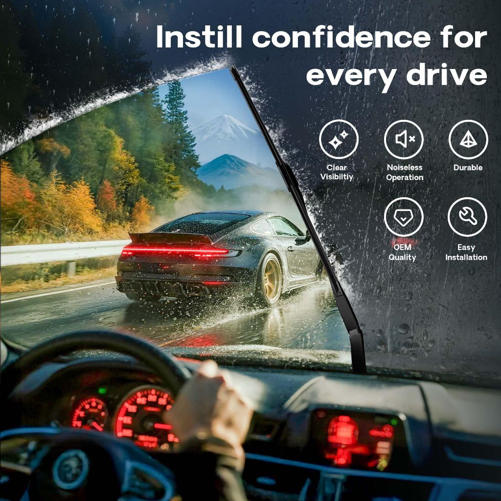 BERG REGEN 22-2 Pack Silicone Windshield Wiper Blades for Ford, Chevy, GMC, Cadillac, Dodge, Chrysler (U/J Hook)