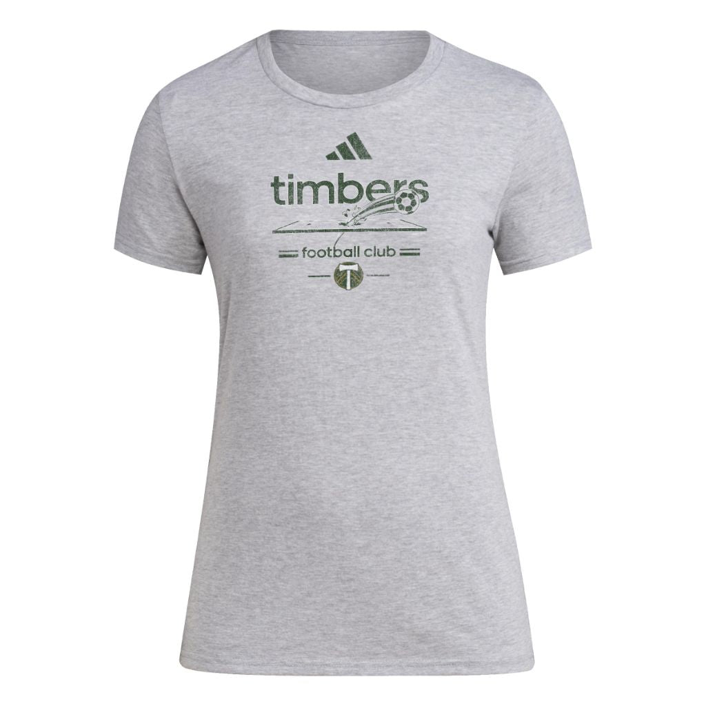 Adidas Womens Portland Timbers Pre-Game Short Sleeve Soccer T-Shirt,Medium Grey Heather/Portland Timbers,Medium