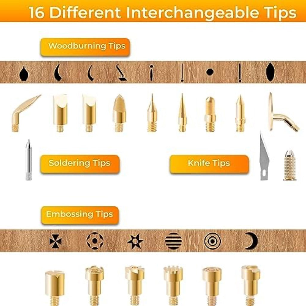 Scissor-Tailed 22pc Wood Burning Kit w/Adjustable Temperature Pen, 18 Tips/Accessories, and Storage Case