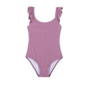 Gottex Girls Kids Textured Square Neck Ruffle One Piece Swimsuit, 5, Pink