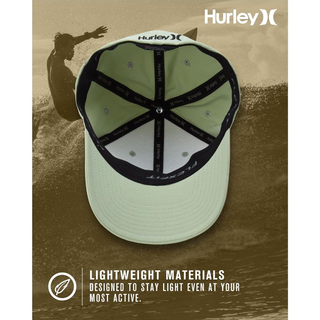 Hurley Men's Baseball Cap - Dana Point Cotton Ripstop Stretch Fitted Cap for Men with Gradient Embroidered Icon (Size: L/XL)
